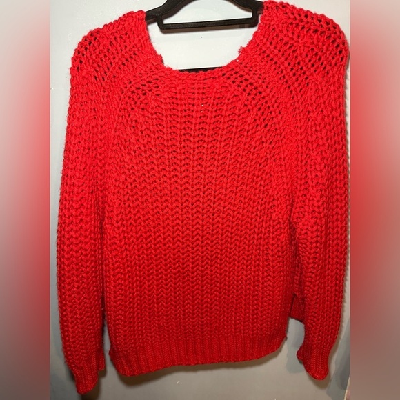 Kut from the Kloth Red Crew Neck Sweater Chunky Knit, small - Picture 2 of 5